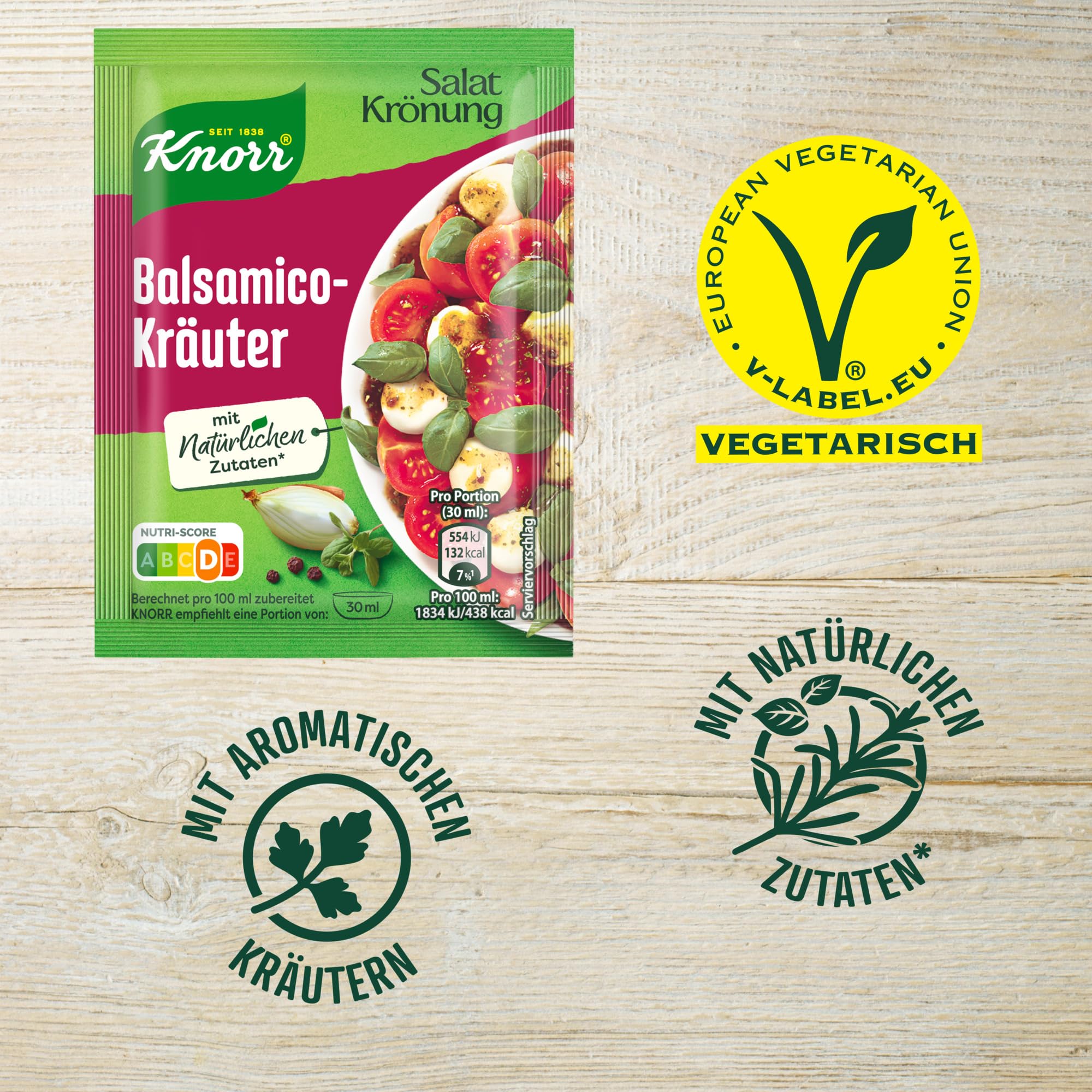 Knorr Salatkrönung Balsamico-Kräuter für ein leckeres Salatdressing mit natürlichen Zutaten* 5 x 3 Portionen 15 Stück