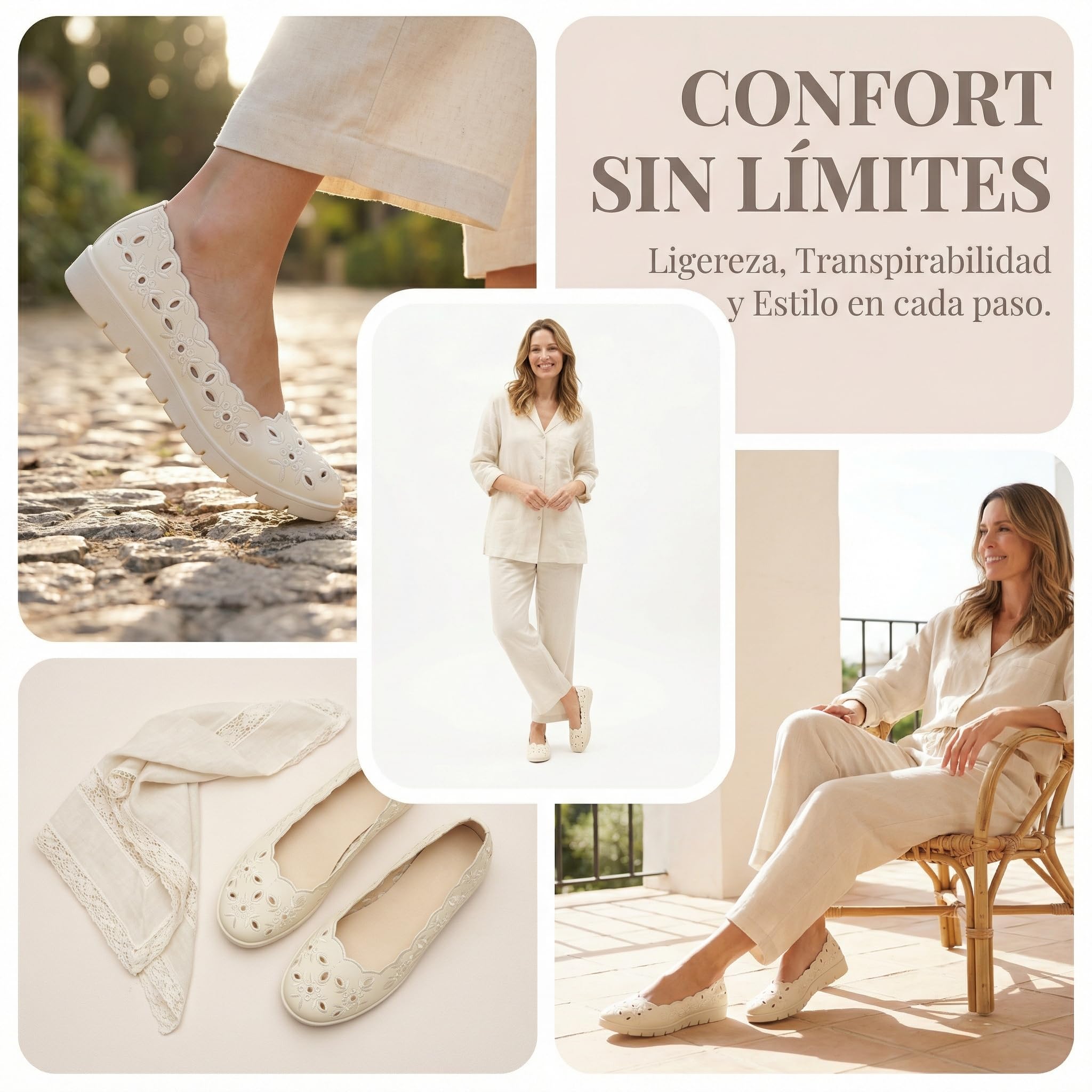GLAMORA Bailarinas Caladas Mujer Manoletinas Zapatos Planos Mujer Puntera Redonda Zapatos Cómodos Transpirables Primavera Verano Ligero Flexible Suela Gruesa