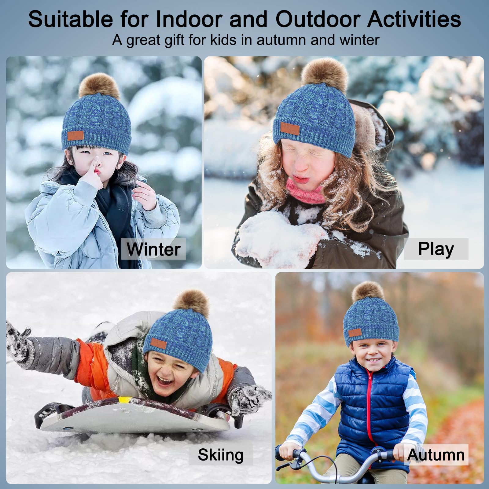 Baynetin Echarpe et Gants Bonnet Ensemble, Enfant Hiver Tricoté Tour de Cou Chaud Bébé Gants Bonnet, 3 en 1 Hiver Accessoires pour Fille Garçon 2-8 Ans Ski Activité de Plein Air
