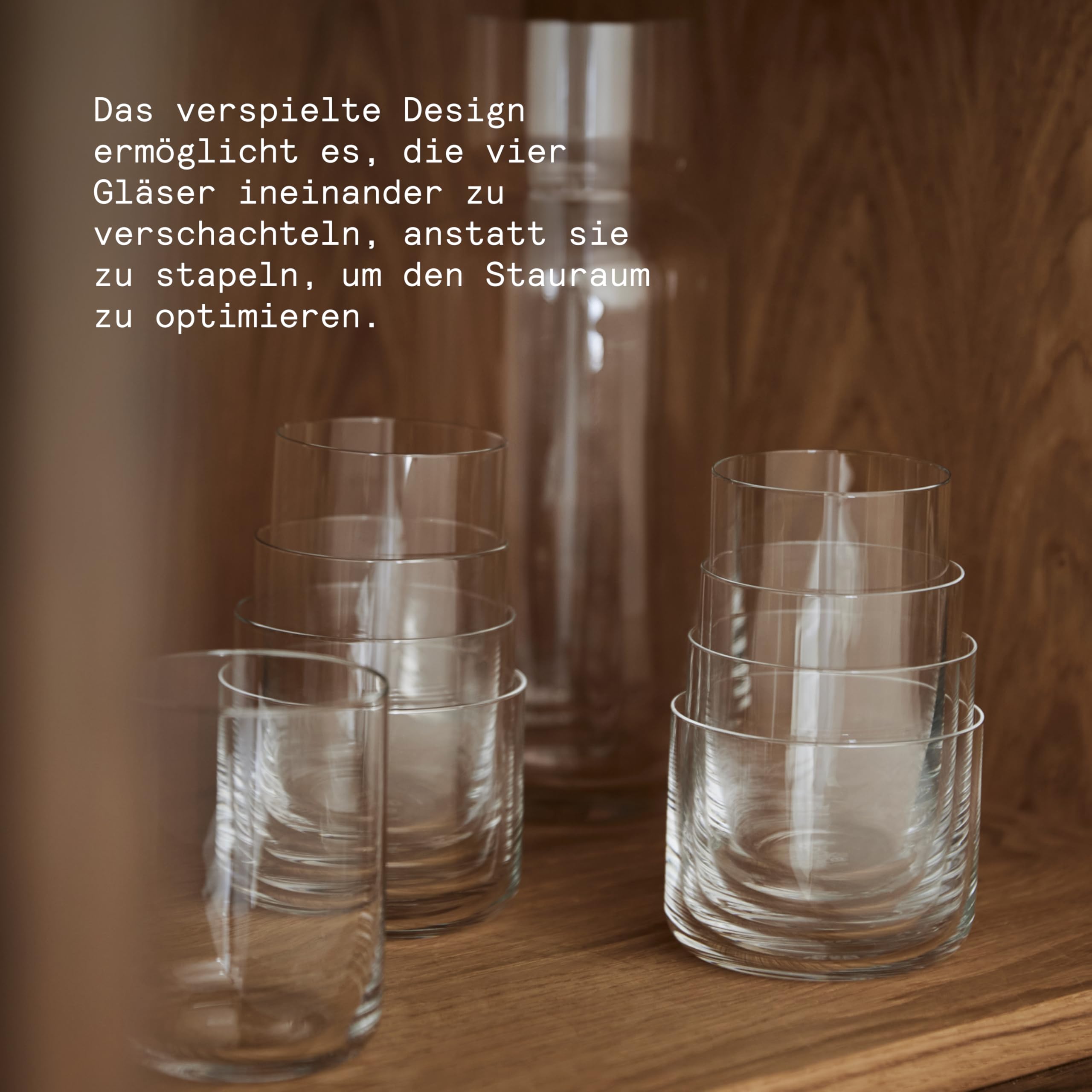 aarke Nesting Glasses, 4 x 290 ml, Verres en Cristal, Lavable au Lave-vaisselle