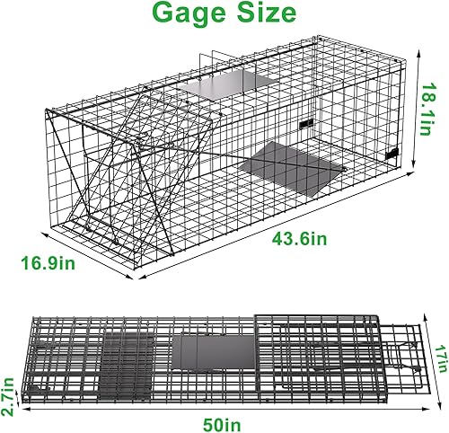 Miniatura 12 de VASALAID Jaula de trampa para animales vivos, 24 x 7 x 8 pulgadas, captura y liberación, jaula de trampa viva plegable para interiores y exteriores