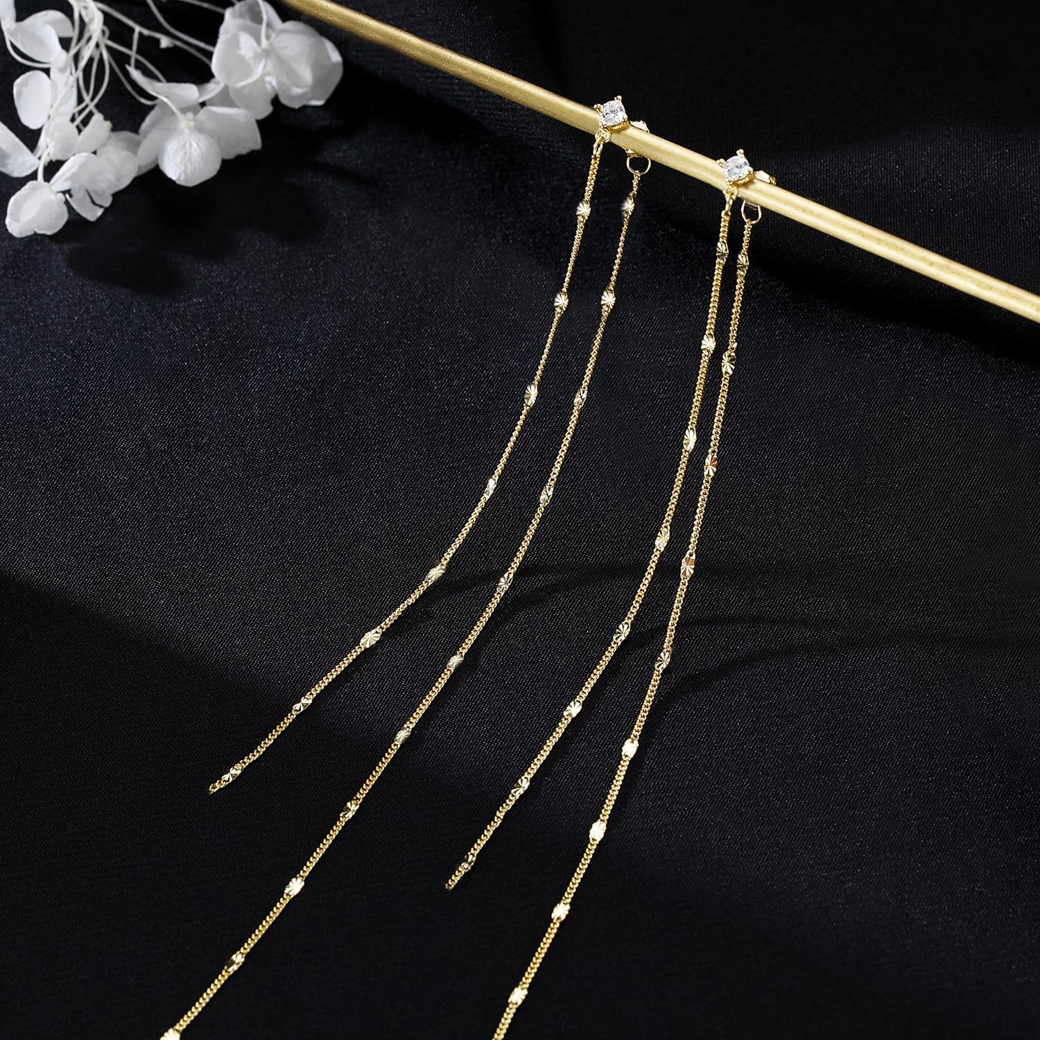 SLUYNZ Solid 925 Sterling Silver 6.3inch Long Chain Earrings Dangle for Women Teens Wedding Dangle Earrings Chain Backs