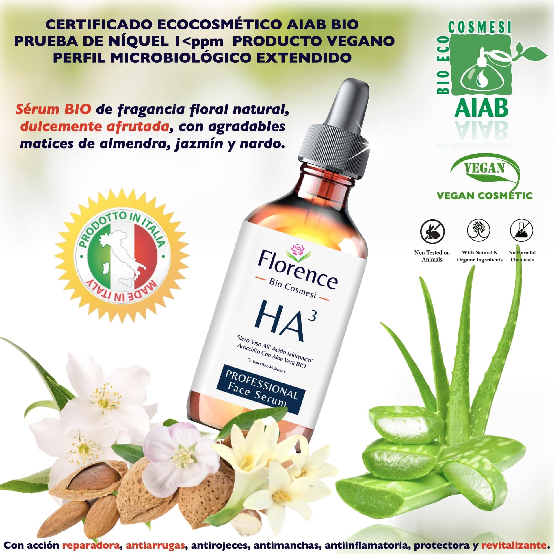 60 ml Bio Facial Serum with Triple Pure Hyaluronic Acid, Anti-Wrinkle, Anti-Dark Circles, Anti-Aging Serum Vitamin C for the Face, Moisturizing, Organic, Vegan, Also Ideal as Eye Contour Cream — view 6