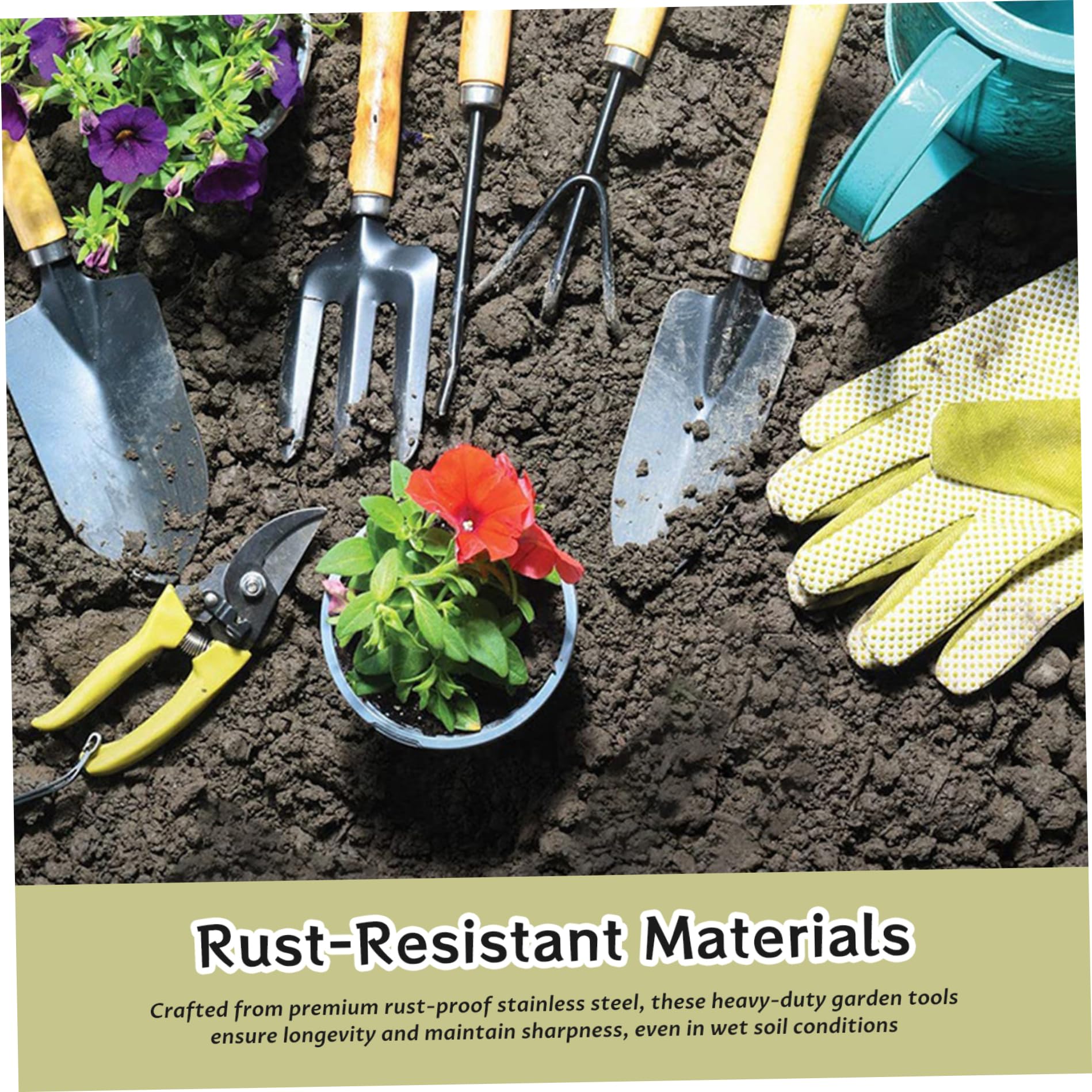Kit de Herramientas de jardinería Juego de Herramientas de jardín de Alta Resistencia de 9 Piezas con empuñaduras ergonómicas Antideslizantes Pala Resistente a la oxidación Paleta rastrillo podado
