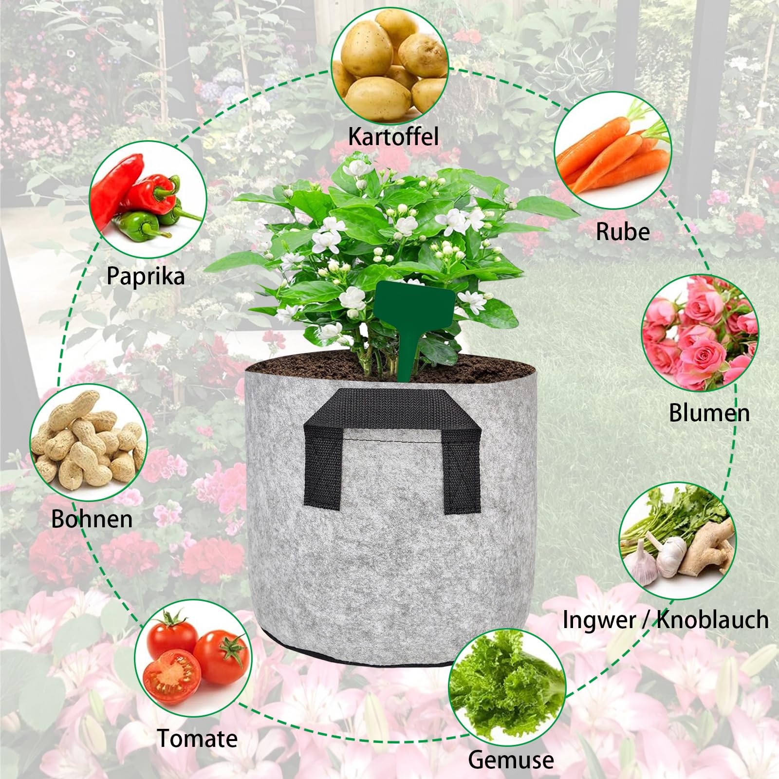 MaibaoteMbt Sacs De Plantation 5 Pièces Non Tissé Avec Poignées - Idéal Pour Pommes De Terre, Tomates, Fraises