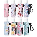 HEYSKAY 8PCS Lip Balm Keychain Holder Compatible with Chapstick, Stocking Stuffers Gifts Keychain Lip Gloss Holder Key Chain Lipstick Holder Sleeves(Floral Set B-8PCS)