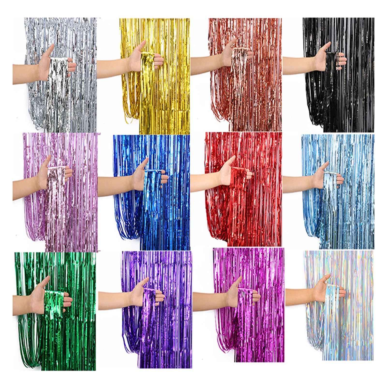 Rideau de Pluie 12 pièces/1 * 2.0m, décoration fête, des mères, Anniversaire, Mariage, Enterrement Vie Jeune Fille, Remise diplôme, Rideau Toile Fond Joyeux pour Cuisine(Green)