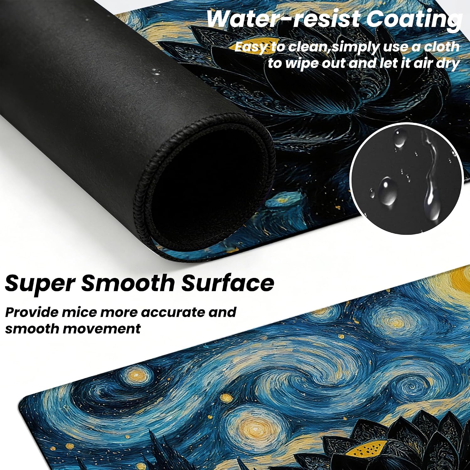 MTG Playmat, TCG Card Game Mat 24x14 Inch, Stitched Edge-Locking, Non-Slip Rubber Play Mat for Magic The Gathering, Trading Card Game Tabletop Mat (Starry Starry Black Lotus)
