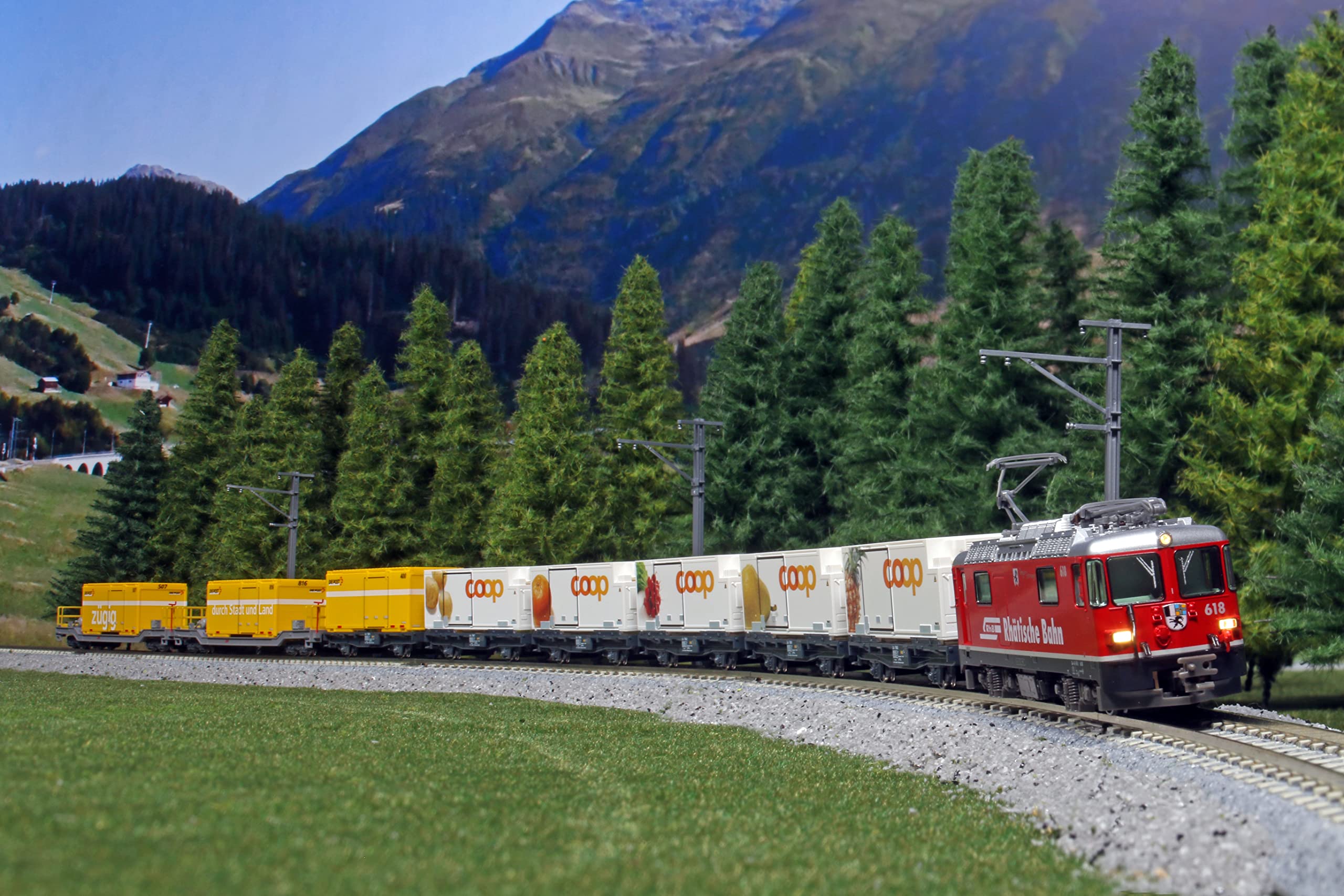 Amazon | KATO Nゲージ レーティッシュ鉄道 コンテナ貨物列車 8両 