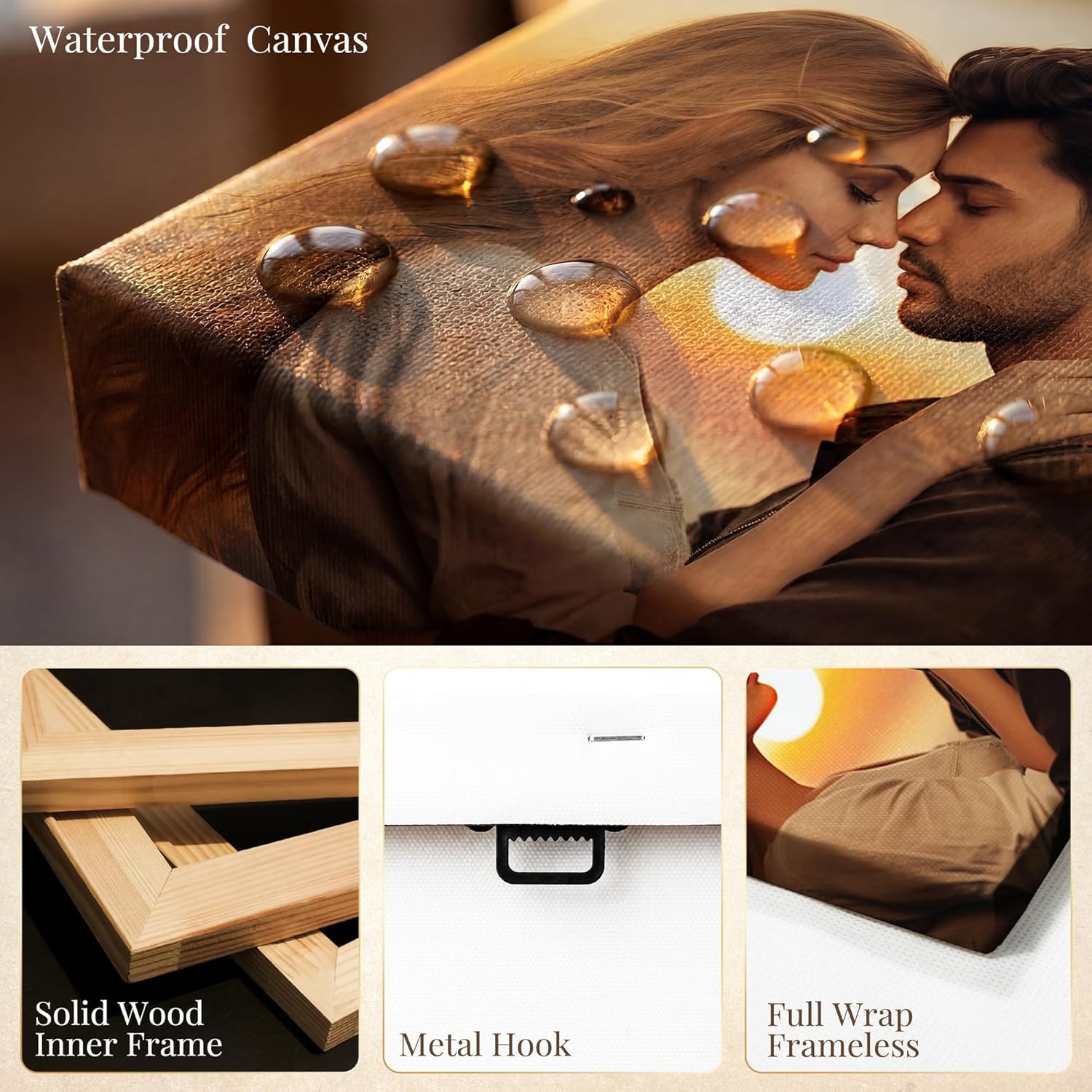 Custom Canvas Prints with Your Photos – Personalized Photo Print, Turn Your Picture into Stunning Wall Art, Framed Portrait Canvas Decor, Ready to Hang, Waterproof & Fade Resistant, Gift for Family, Couples & Home Decor， Vertical