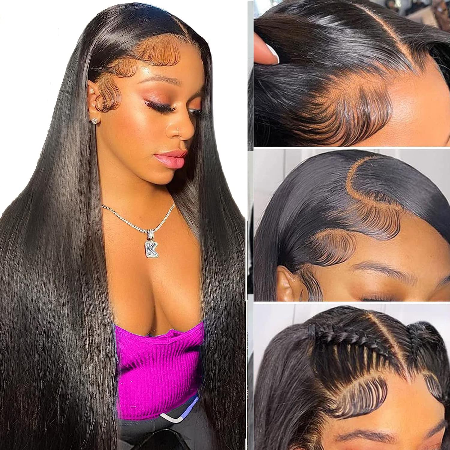 Lace Closure Human Hair Extensions 4x4 Straight HD Lace Closure 12A Brazilian Virgin Human Hair Frontal Free Part Closure Natural Black Color 14 Inch