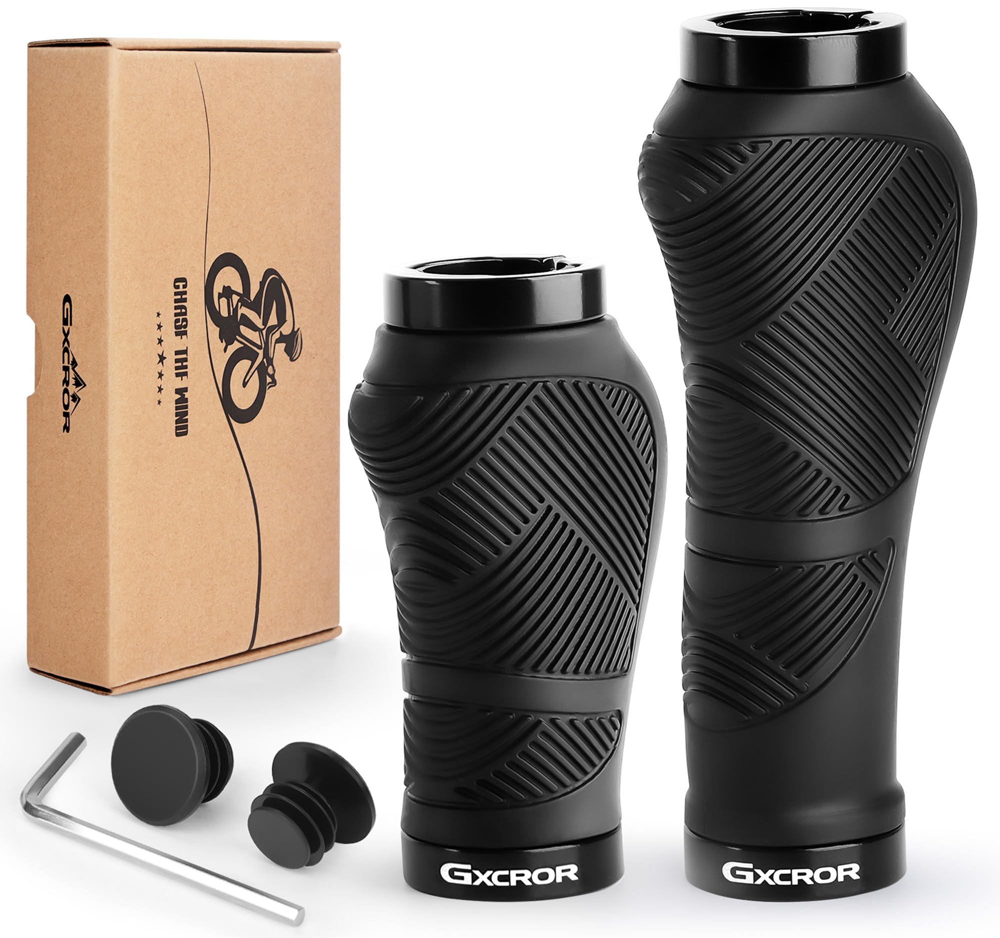 GXCROR Ergonomische Fahrradgriffe, rutschfeste Gummigriffe mit doppelter Verriegelung, universell 22.2 mm für Fahrräder/MTB/E-Bikes
