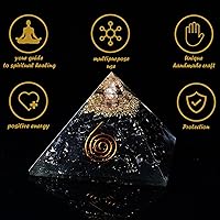 Vista 2 de Crocon Pirámides de orgón de turmalina negra, piedra curativa, piedras de pirámide, piedras de pirámide de cristal Reiki, colección de adivinación