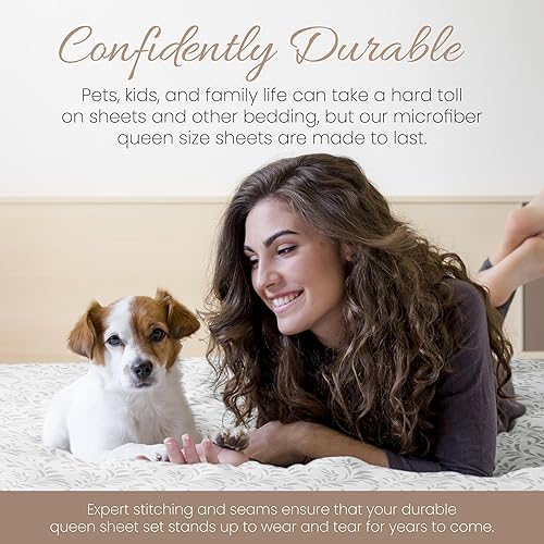 Miniatura 8 de Juego de sábanas tamaño Queen, 4 piezas, ultra cómodas y transpirables, esquinas tipo bolsillos profundos para colchón de 16 pulgadas, sin arrugas,