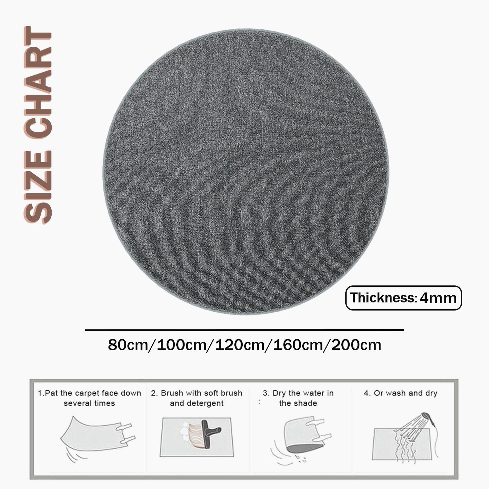 Highdi Tapis Rond 60/80/100/120/140/160/200cm, Tapis de Salon Moderne Shaggy Tapis Chambre Tapis Poils Ras Antidérapant Fluffy Soft Tapis pour Tapis de Rugs Chambre 12 Couleurs (200cm,Bordeaux)