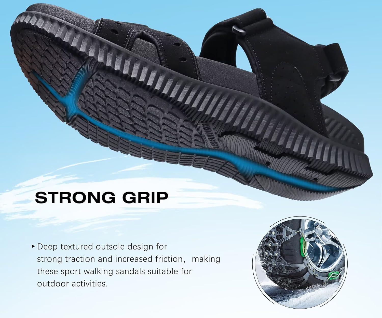 KuaiLu Mens Hiking Sandals With Arch Support Sport Recovery Athletic Walking Sandals For Man Outdoor Summer Casual Thick Cushion Beach Water Fisherman Sandal Size 7-15 - Image 5