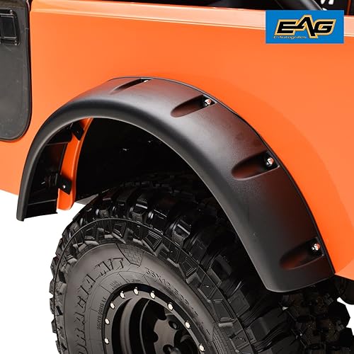 Miniatura 8 de EAG Guardabarros negro mate con remaches de bolsillo delantero y trasero, cuerpo ancho, 4 unidades, apto para Wrangler CJ5 CJ6 CJ7 59-86