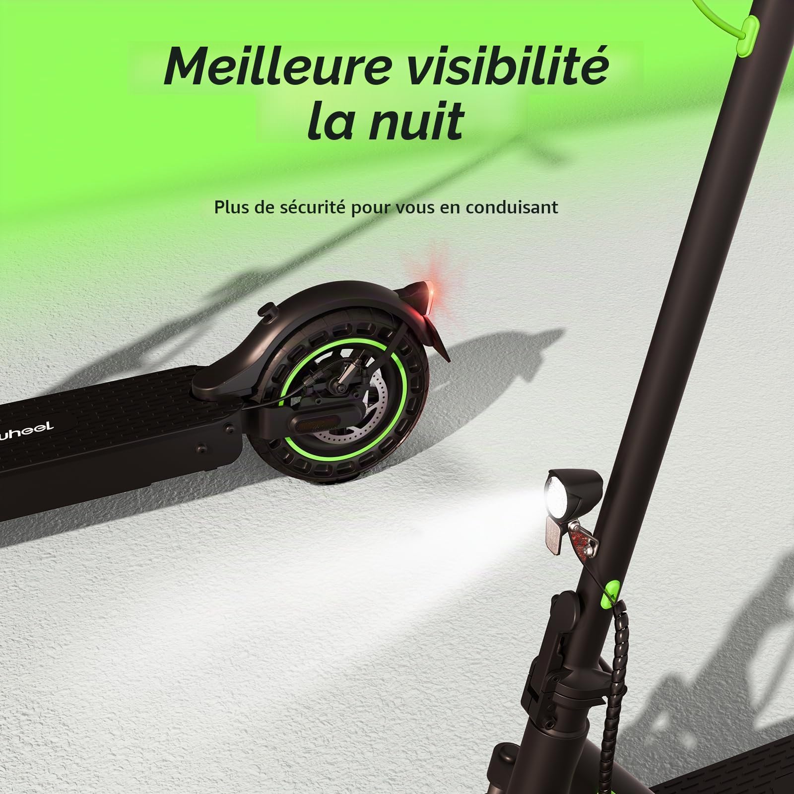 isinwheel S9MAX Trottinette électrique pour Adulte avec autorisation de Circulation routière, Moteur 500 W, Batterie 10,4 Ah jusqu'à 40 km, pneus 10", Amortissement, Application et écran LED, pour