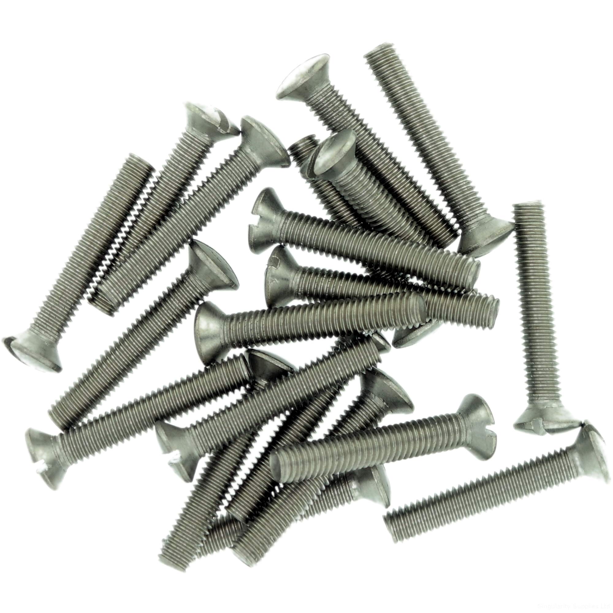 Singularity Supplies Silver M6 (6Mm X 16Mm) Slot Raised Countersunk Machine Screw (Bolt) - Stainless Steel (A2) (Pack Of 20)