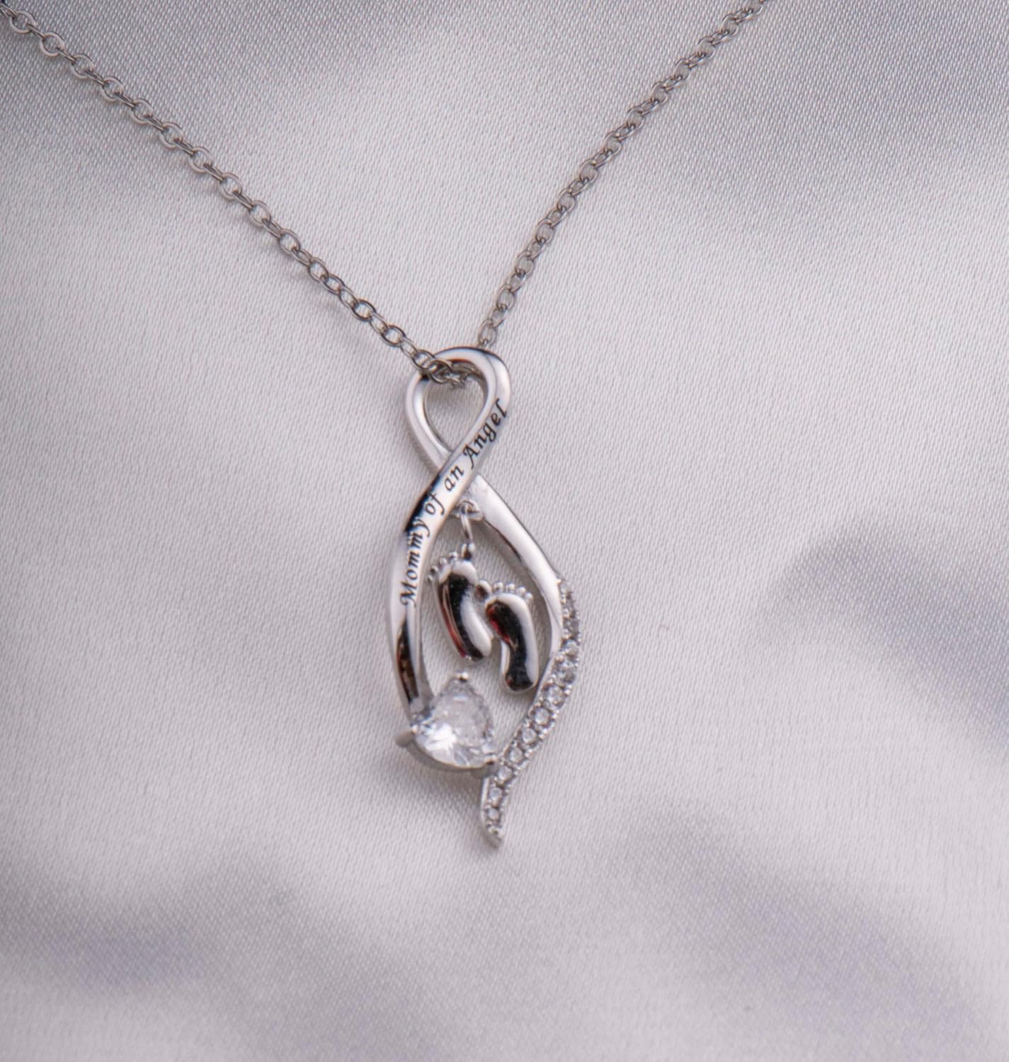 Mommy of an Angel Necklace Sterling Silver Created Birthstone Jewelry Sympathy Gift Stillborn Pendant Necklace for Women Mother Mom - Image 2