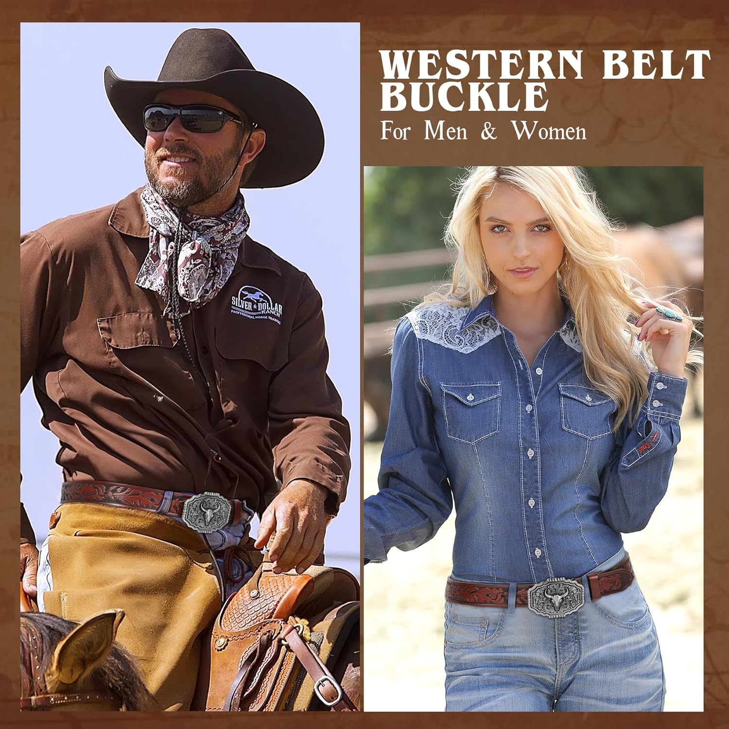 BELTROAD Western Belt Buckles for Men Women Cowboy Rodeo Cowgirl Western Party Mens Replacement Novelty Belt Buckle Gifts - Image 4