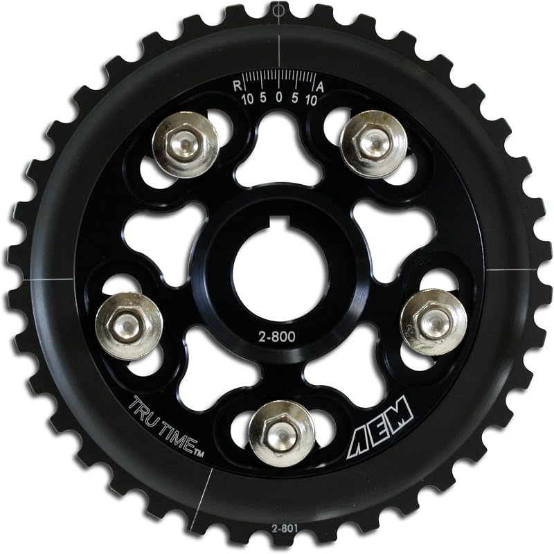 Engrenagem de comando ajustável AEM Tru-Time 23-800BK preta para Honda Civic e Del Sol