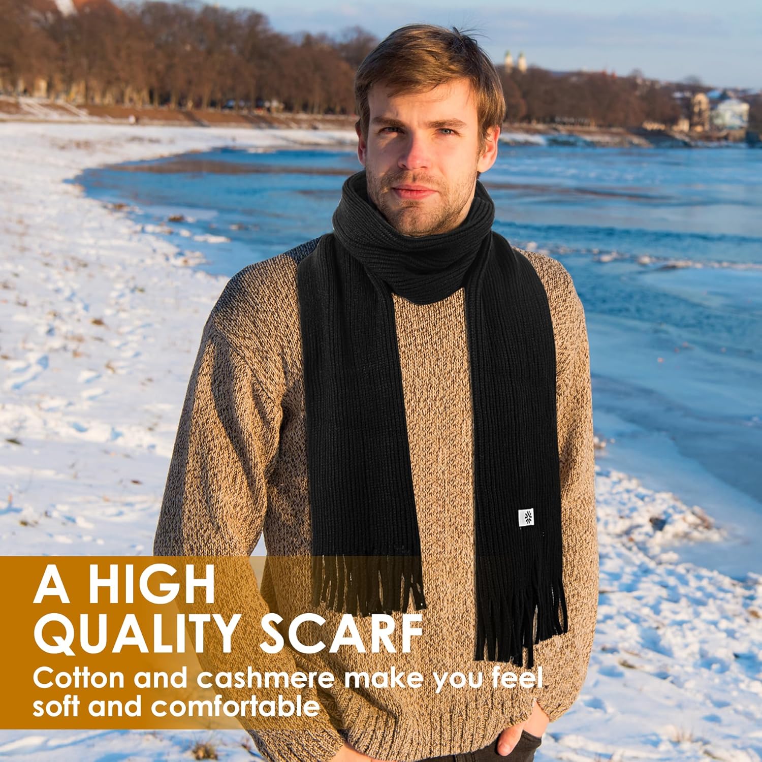 Men's Scarf Winter Warm, Soft Fleece Scarf, Long Lightweight Fashionable Scarves for Men, Great Gifts for Him - Image 3