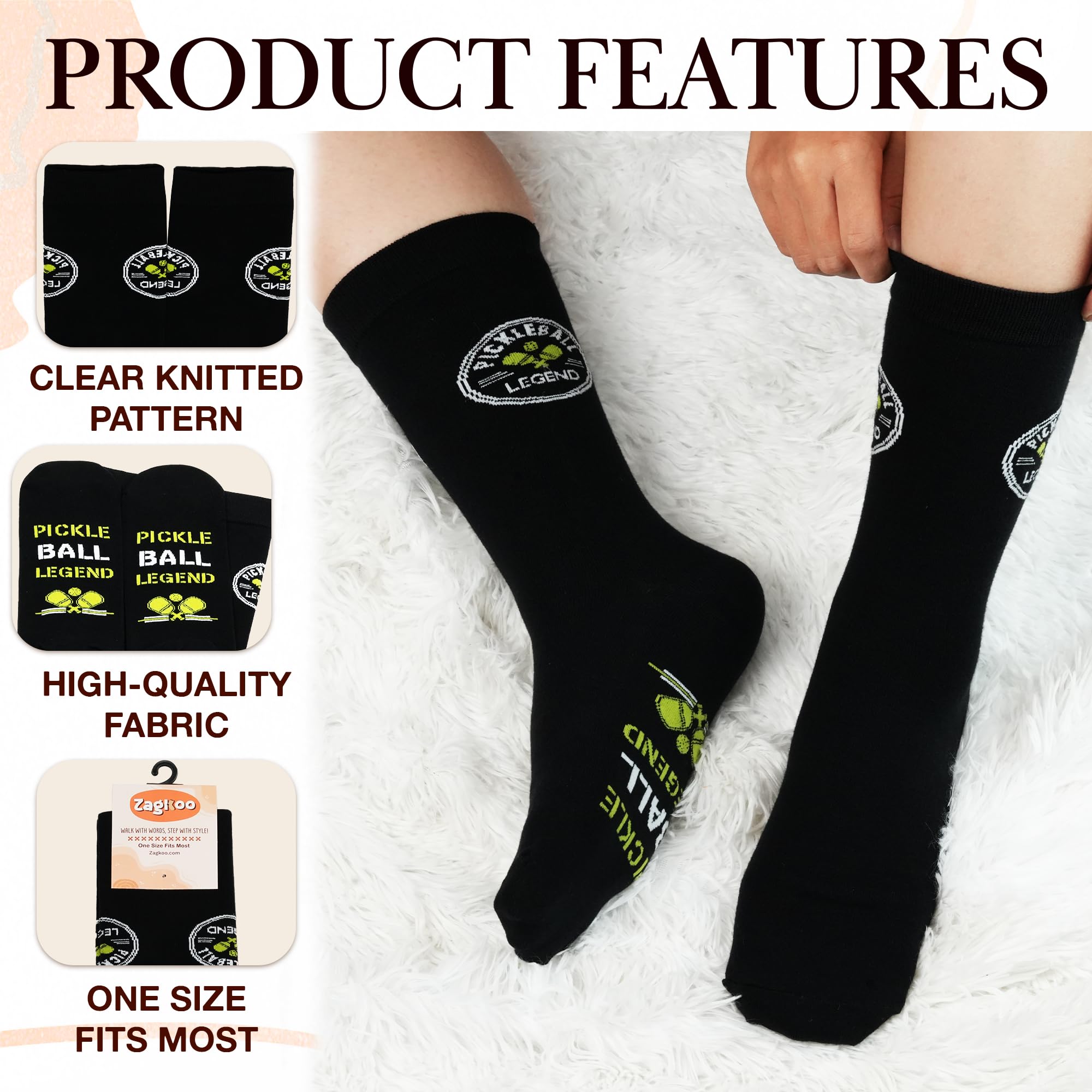 ZAGKOO Funny Sports Socks for Men, Women - Biking, Hiking, Skiing, Basketball, Pickleball, Disc Golf Socks - Christmas Gifts