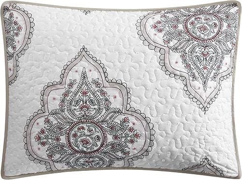 Miniatura 3 de Chic Home Bentley - Juego de edredón de algodón jacquard de 4 piezas, ropa de cama bordada con medallón, fundas de almohada decorativas incluidas,