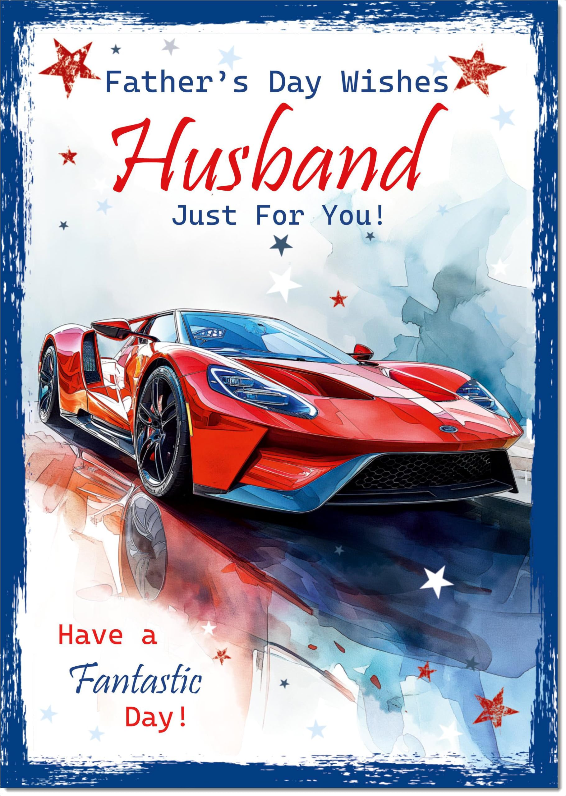 doodlecards Husband Fathers Day Card Ford GT40 Supercar Large A4 Size with Plain Envelope