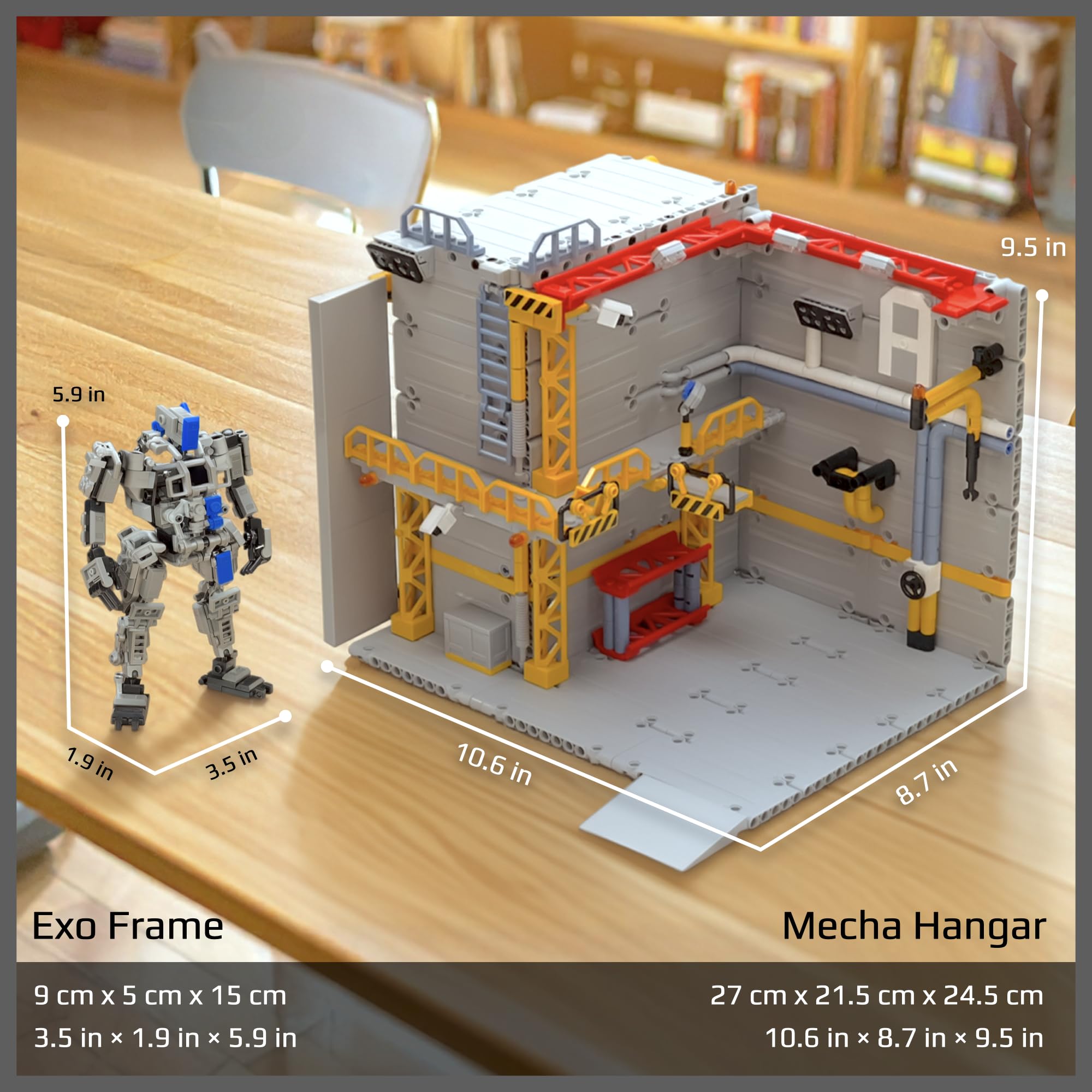 MyBuild Mecha Hangar – zestaw do budowania kabiny konserwacyjnej, wieża robocza, platformy i systemy narzędziowe, rozszerzalna podstawa mecha, wiek od 16 lat (7006 z Mecha)