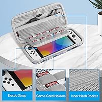 Vista 3 de Fintie Funda de transporte para Nintendo Switch OLED modelo 2021Switch 2017, a prueba de golpes funda protectora rígida bolsa de viaje con 10