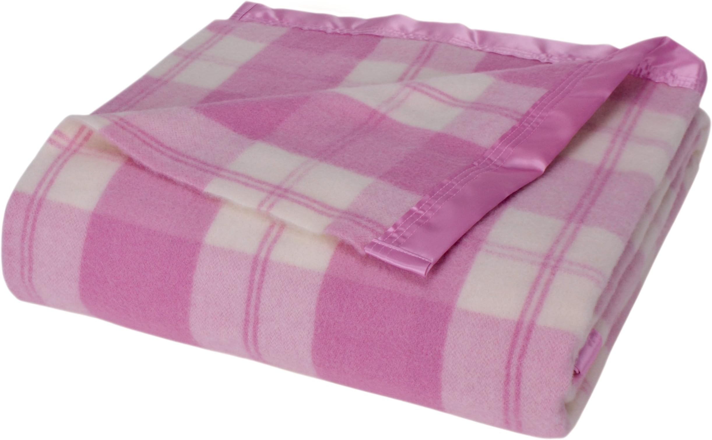 Waratah All-Natural 100-Percent 425GSM Tasmanian Merino Wool Blanket, Rose Plaid, Twin