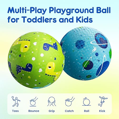 Miniatura 6 de U&C Planet Pelotas de patio de recreo para niños pequeños de 1 a 3, paquete de 2, 6 pulgadas 8.5 pulgadas, pelotas de kickball para niños exterior