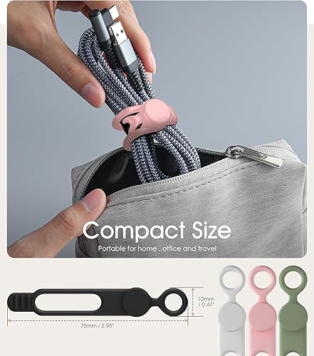 Miniatura 2 de Nearockle - 24 bridas de silicona para cables de 3 pulgadas, organizador de cables reutilizables pequeños para cables de carga, auriculares, cables