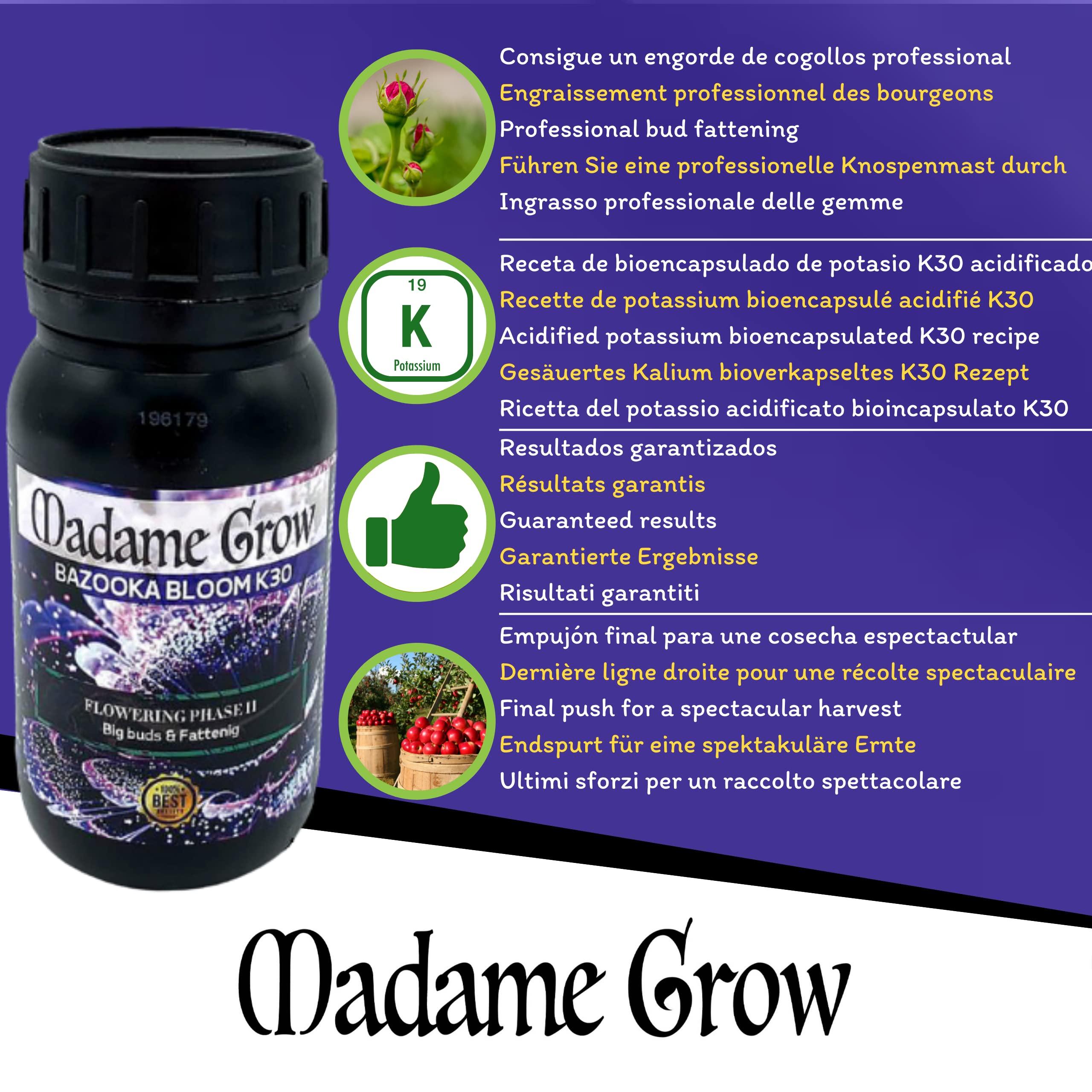 MADAME GROW - Engrais Organique - Croissance et Floraison - 9PACK - KIT PREMIUM PLUS - (6x250ml+100g+50g+30g)