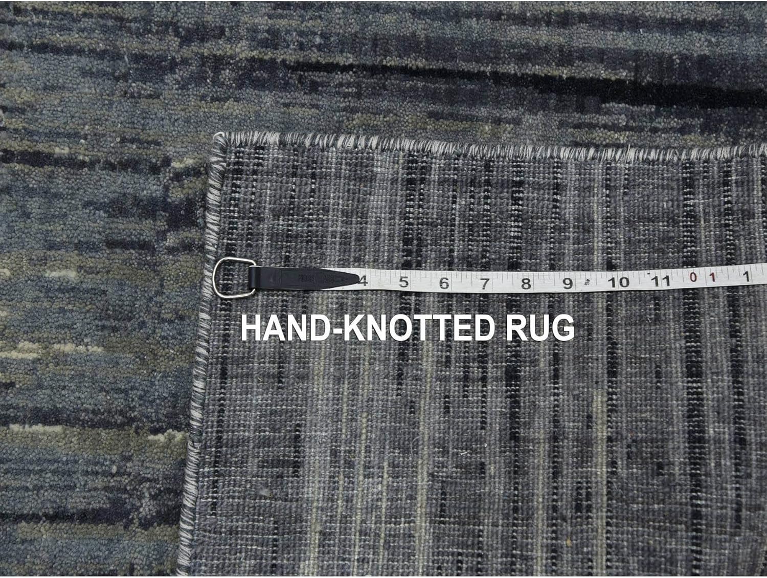 Gray and Black Pure Wool Hand Knotted Modern Ombre Design Densely Woven Runner Oriental Rug (2'6"x10'2")