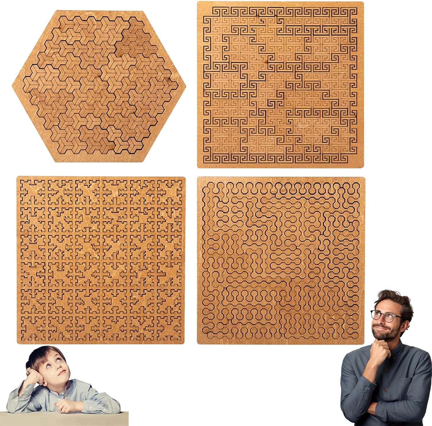 Fractal Tray Puzzle, 2026 New Mind Bending Wooden Jigsaw Puzzle, Unique Irregular Creative Labyrinth Impossible Difficult for Adults Reverse Thinking Challenging Irregular Jigsaw with Frame (All)