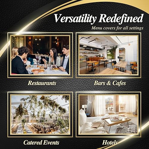 Miniatura 8 de Flexzion Fundas de menú para papel de 9.4 x 12.4 pulgadas, fundas para carpetas de triple costura para restaurante, libro de pedidos de 3 páginas, 6