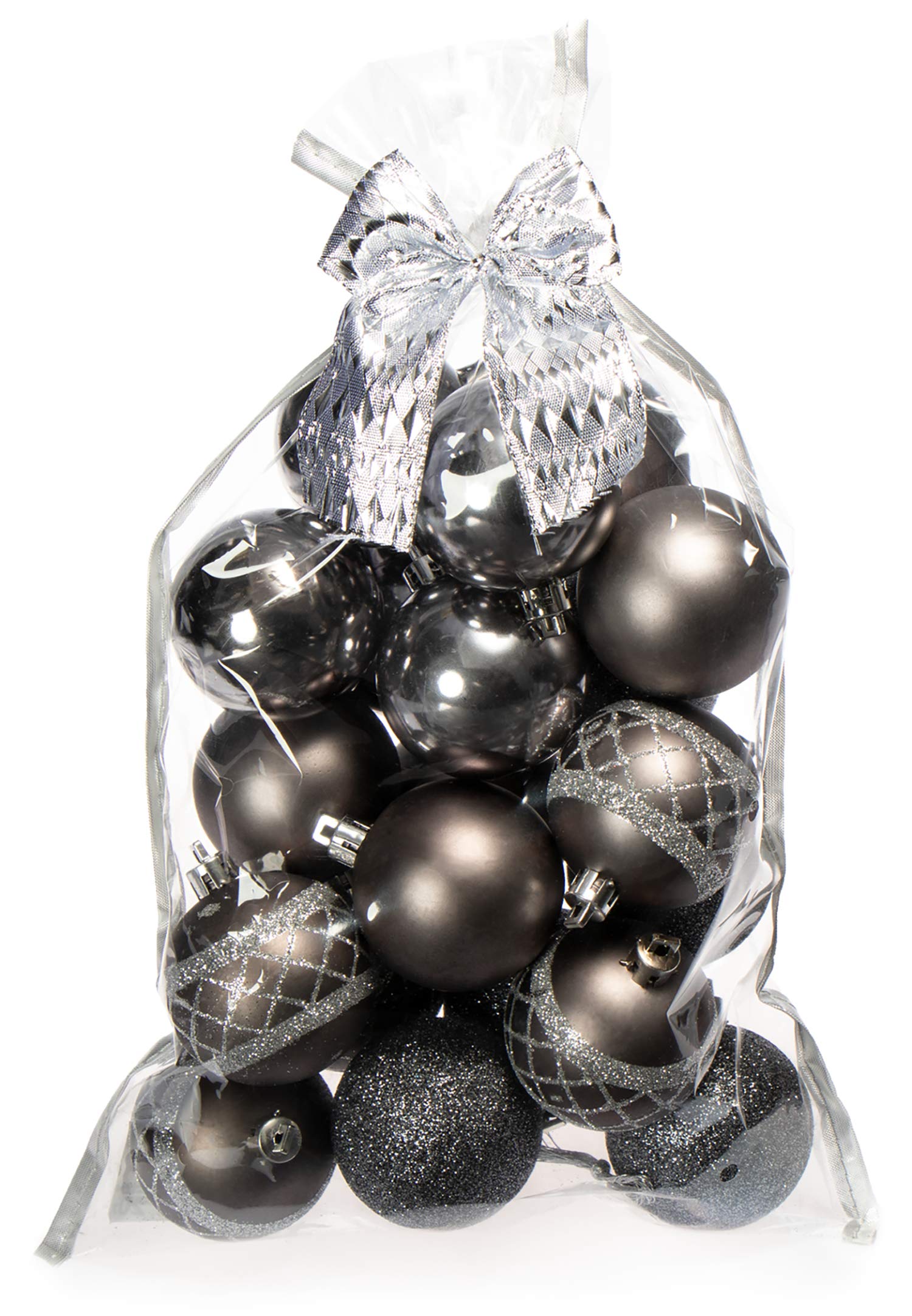 com-four® 20x Christmas balls, baubles made of plastic for Christmas, tree decorations for the Christmas tree with pendant, Ø 6 cm