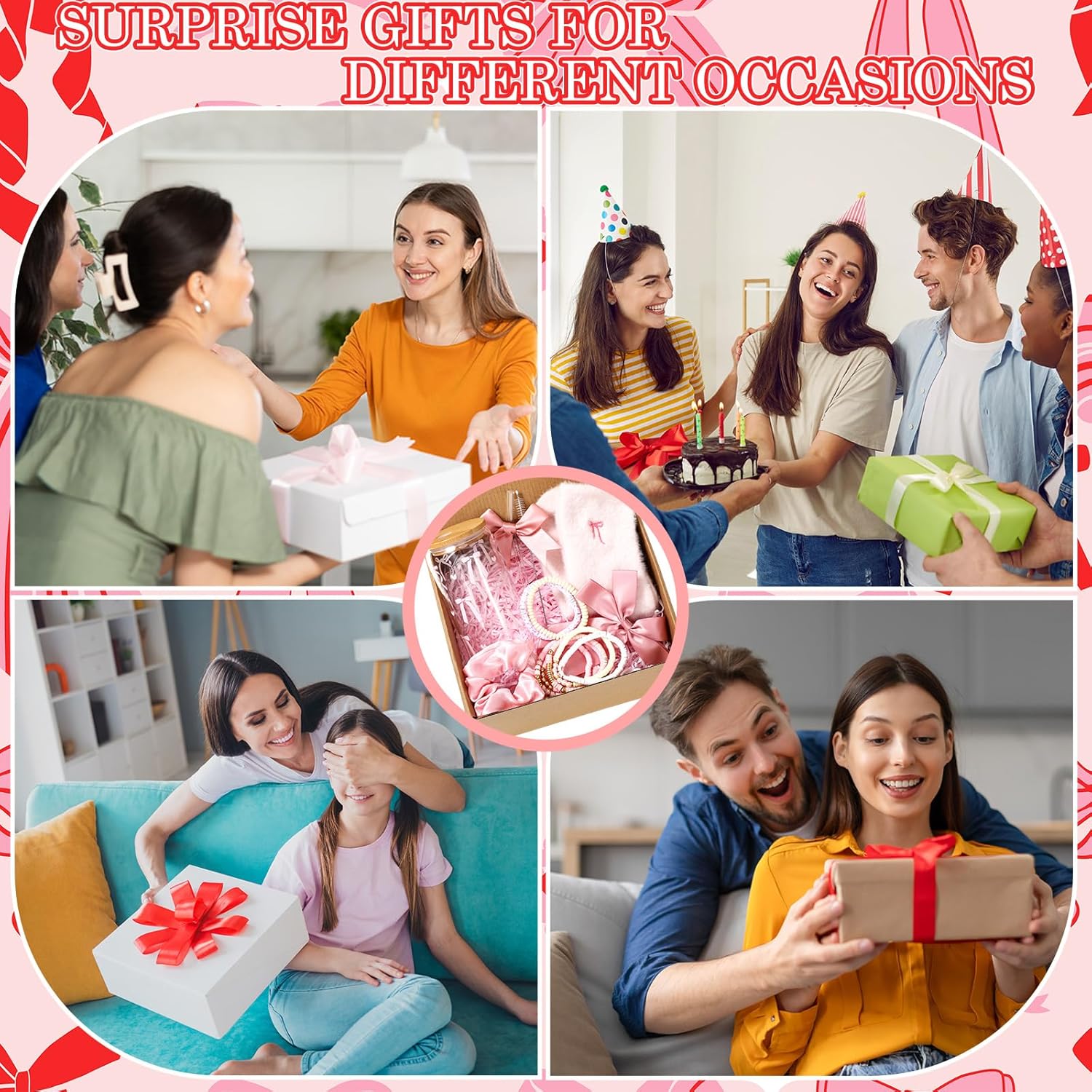 Remerry 14 Pcs Coquette Pink Bow Birthday Gift for Women Happy Birthday Gift Box for Teen Daughter Her Sister, Pink Bow Gifts Basket Set with Coquette Glass Cup for Teacher Teen Girls Friends Female - Image 7