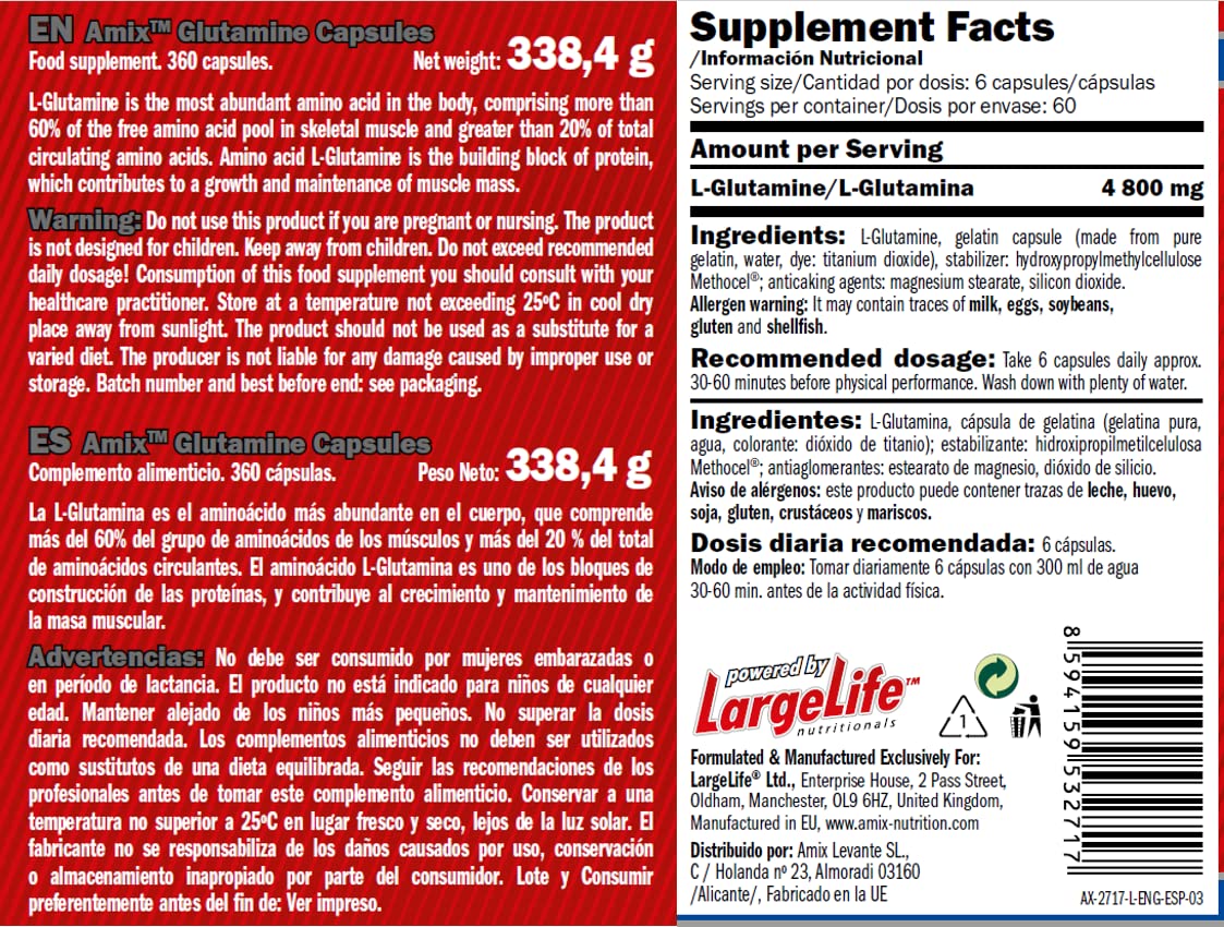 Amix Glutamine Nutrition Aminoacidi - 8 gr