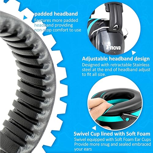 Miniatura 4 de Protectores de oído de seguridad Fnova 34db NRR más altos, protectores de oído profesionales para disparos, cinta ajustable protección de