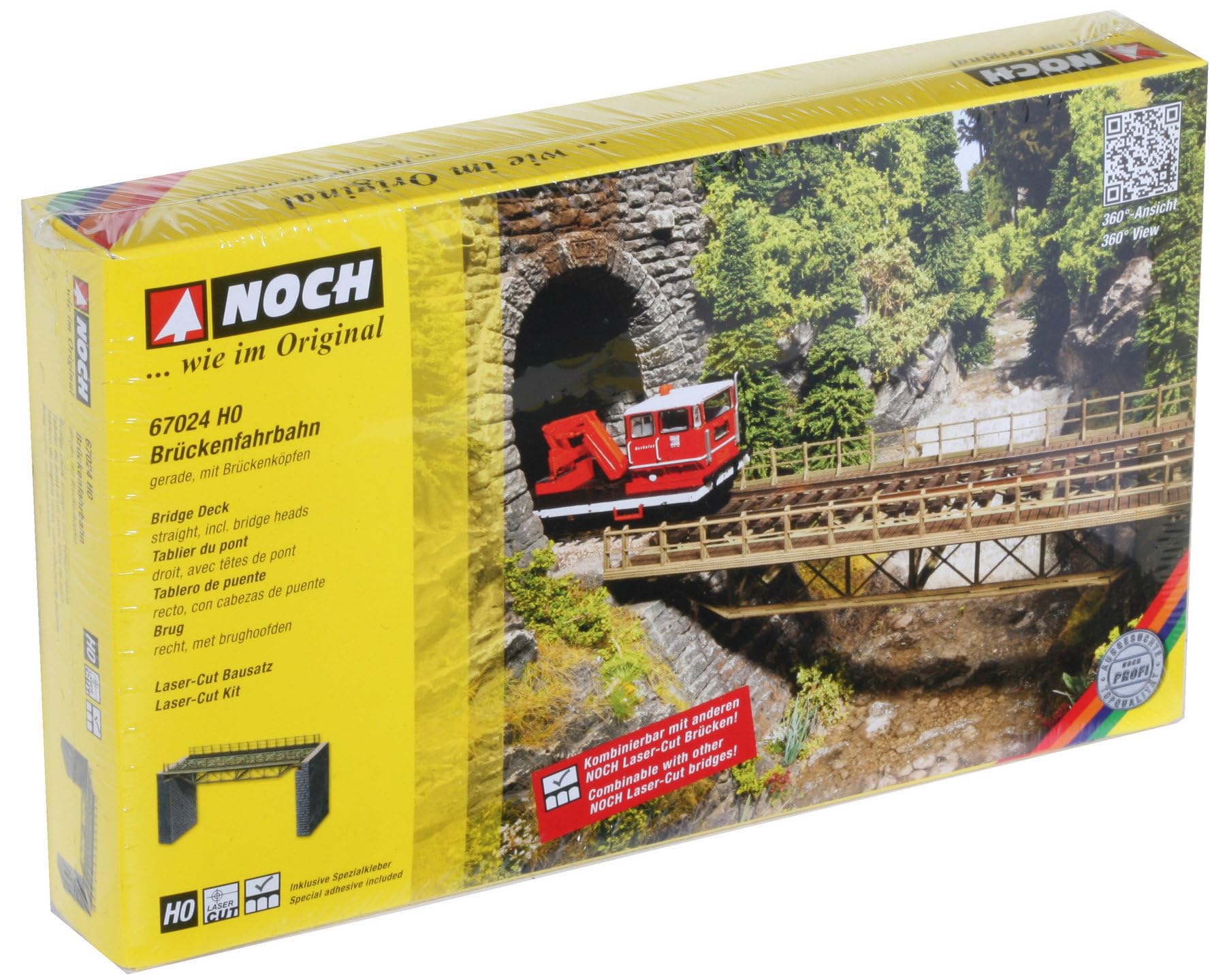 Noch - 67024 - Modélisme Ferroviaire - Tablier Du Pont Droit Avec Piles 180 Mm - Laser-Cut Kit