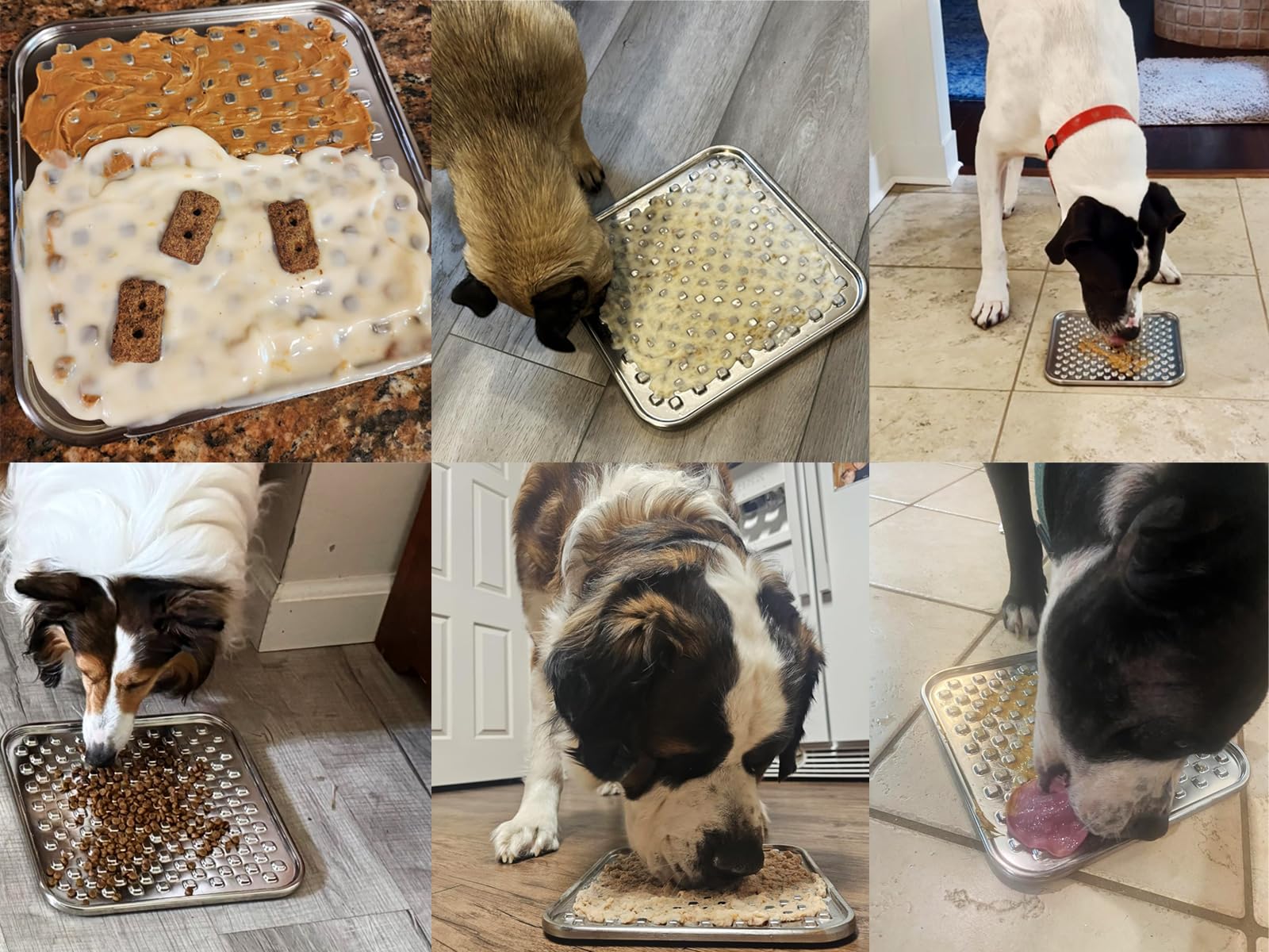 Edelstahl Große Leckmatte für Hunde & Katzen, kaufest Slow Feeder, Angstreduzierer, Schnurrhaarfreundlich für Katzen, rutschfeste robuste Basis, Raw Feeding Pad, spülmaschinenfest [Groß-1Pack]