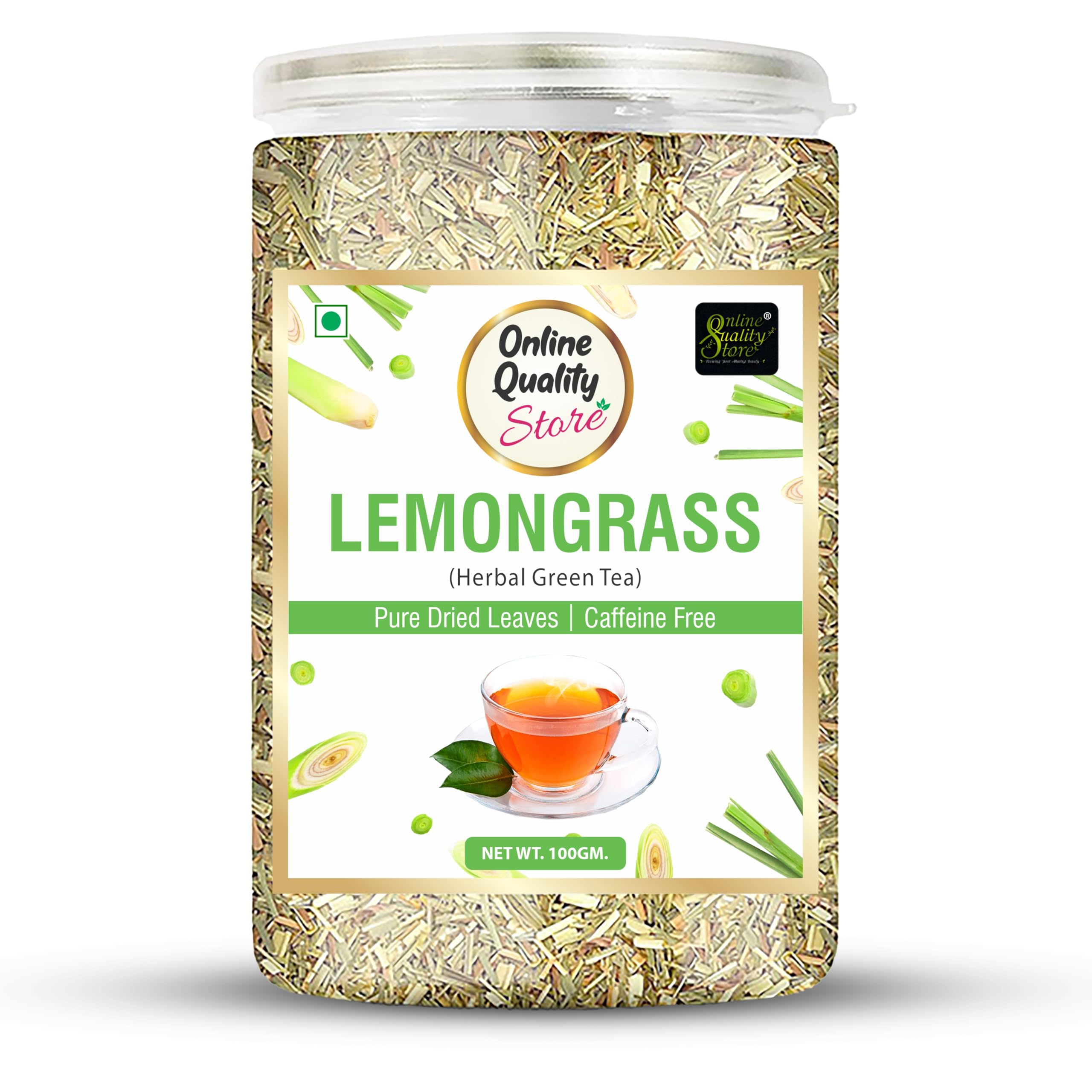Online Quality Store Lemongrass Herbal Tea - 100g | Lemongrass Tea Leaves |Herbal Green Tea Lemon Grass Herbal Tea Mason Jar (100 g)