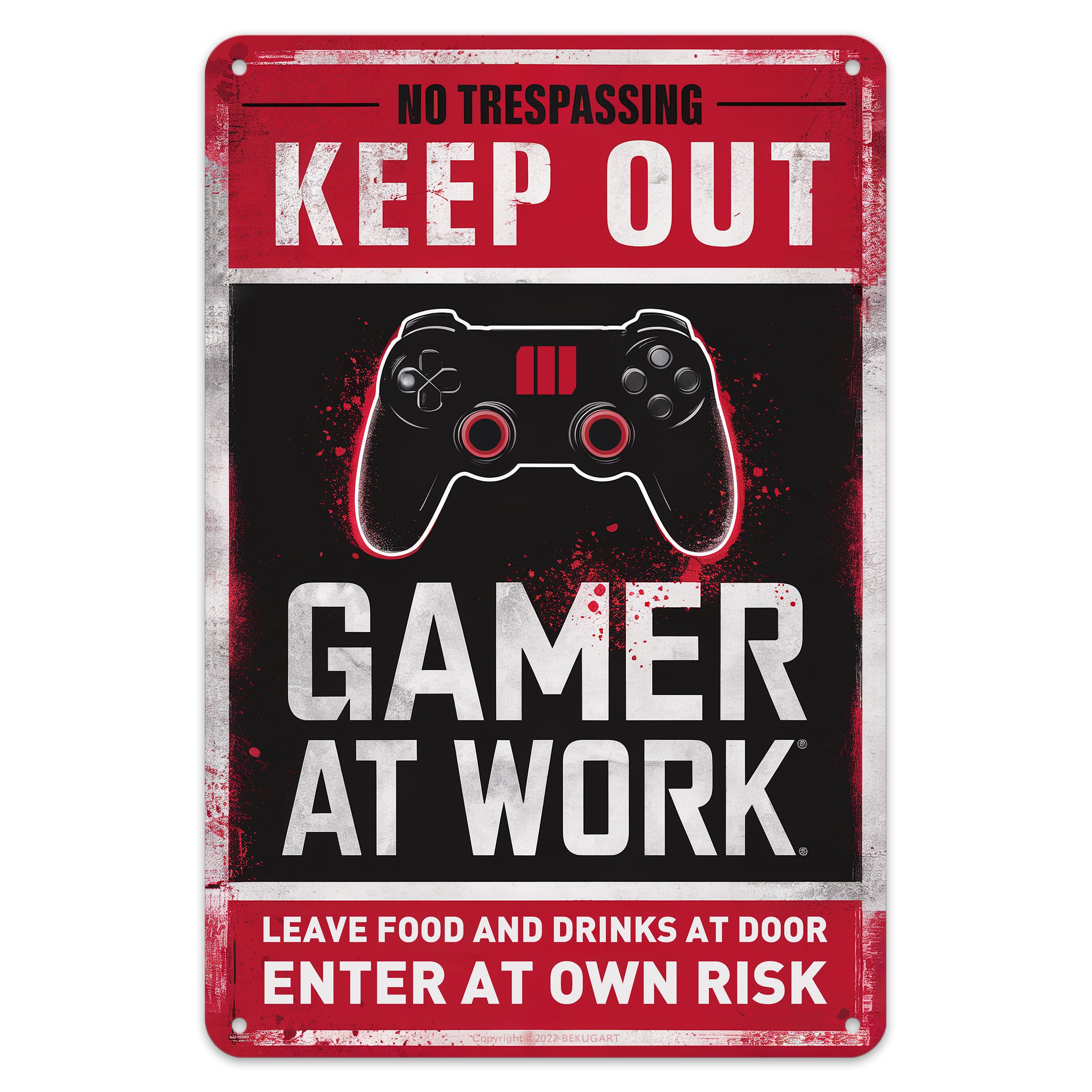 Keep Out Gamer at Work, Game decor Gift for MW3 Game Lover Teen Boy or Boyfriend, No Trespassing Sign for Gaming Room Men Cave 8x12