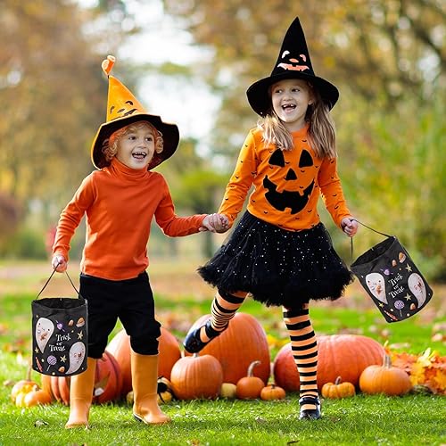 Miniatura 7 de Bolsas de dulces de Halloween con luz LED para cubo de truco o trato, bolsas iluminadas para fiesta de Halloween, bolsas multiusos reutilizables