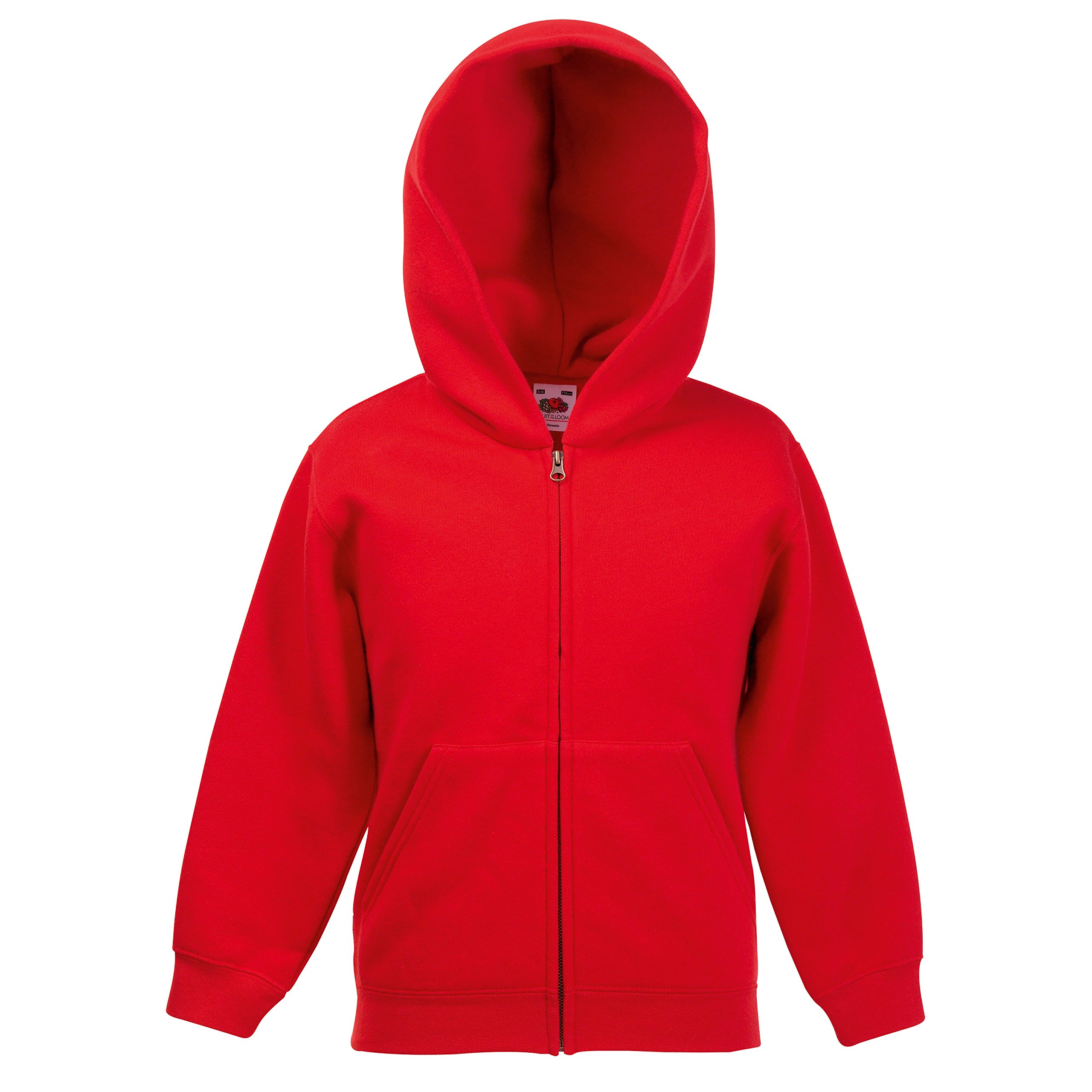Fruit of the Loom Childrens Classic Zip Hodded Sweatshirt Red Age 12-13