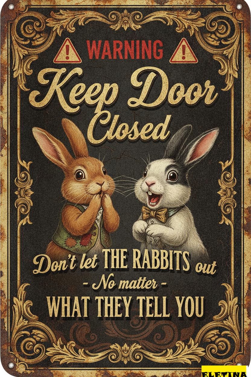 Personalized Sign for Man Cave Rabbit Vintage Metal No Matter What The Rabbits Say Funny Wall Decor Home Farmhouse Outdoor Yard Bar 8x12inch Private Property Decorative